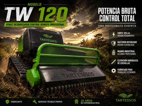ChatGPT Image 11 jul 2026, 12_33_58 Robot Desbrozador Profesional Tartessos TW120 – Motor KOOP 292F Bicilíndrico 22 HP