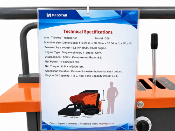 Minidumper de Orugas Autocargable C08 – 19,5 CV / 500 cc