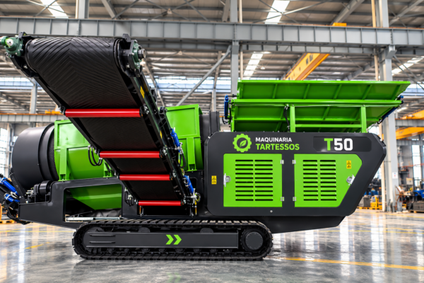 Máquina industrial T50 en fábrica moderna (1) Tromel móvil sobre orugas Tartessos T50